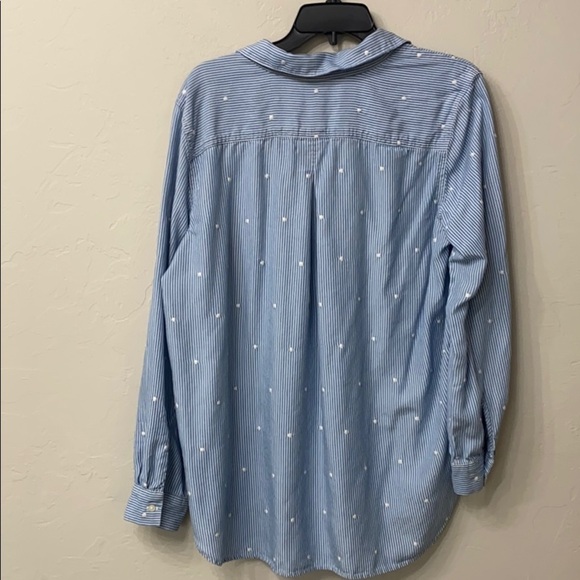 Loft blue striped button down top size L - Picture 9 of 11